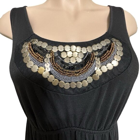 FADED GLORY Embellished Black Knit‎ Maxi Dress Size XXL (20) Sleeveless Summer - Picture 3 of 13